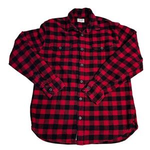 JACHS GF CO Mens Red Black Buffalo Plaid Flannel Shirt XLT Long Sleeve Button Up